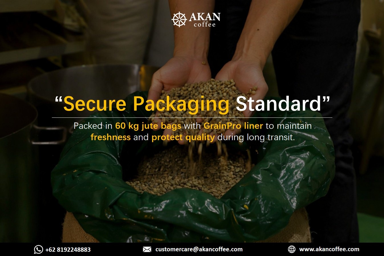green coffee beans grainpro liner jute bag packaging indonesia